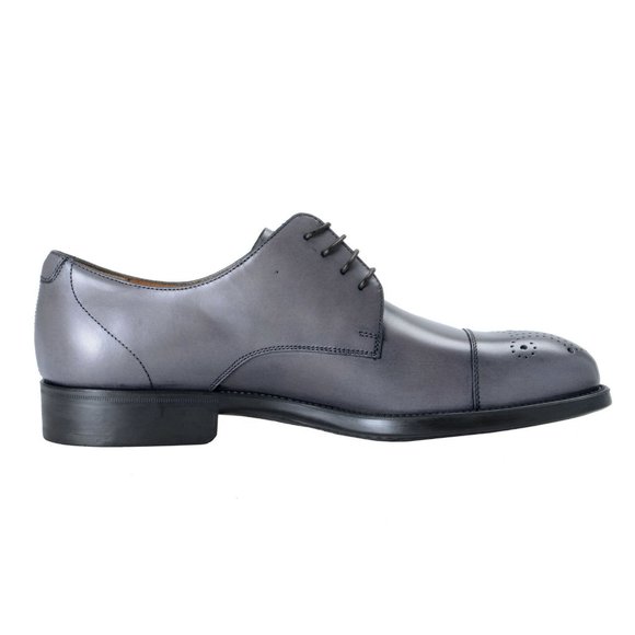 Salvatore Ferragamo Gray Leather Oxfords Shoes